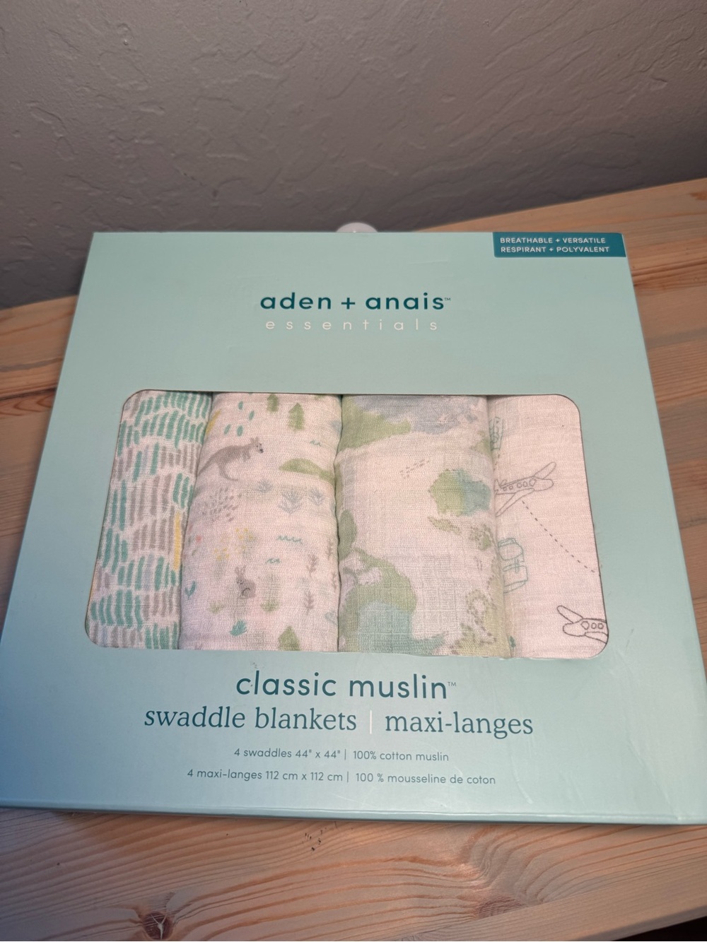 aden + anais Classic Muslin Swaddle Set - Mint & Pale Green Prints 100% Cotton